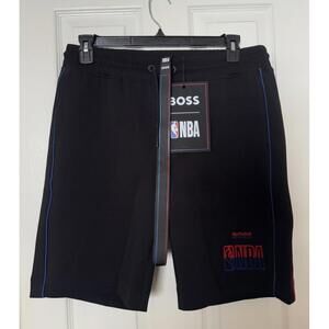 Hugo BOSS x NBA Men's Large Black French Terry Fabric Slam Dunk Shorts NEW